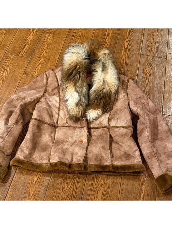 Anne Klein Jackets & Blazers - Vintage 90s Anne Klein brown faux fur suede button front jacket size large